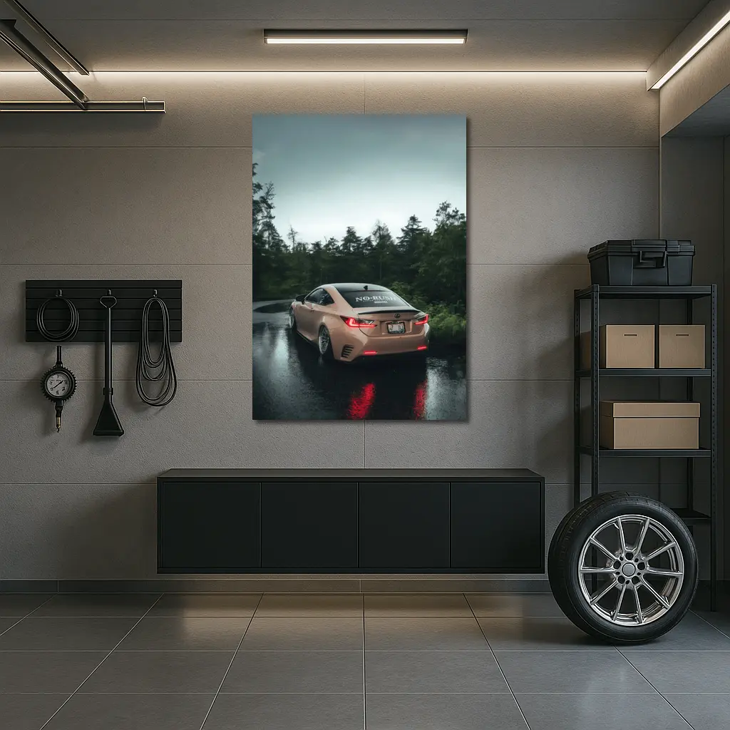 Lexus RC Rainy Forest Road Rear View – Wall Art