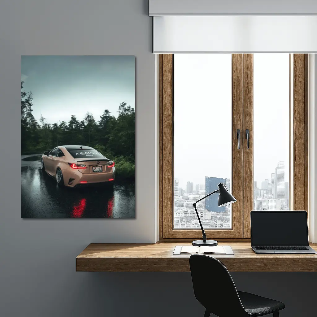 Lexus RC Rainy Forest Road Rear View – Wall Art