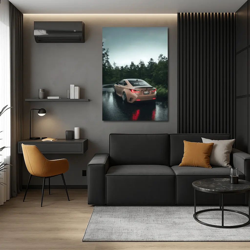 Lexus RC Rainy Forest Road Rear View – Wall Art