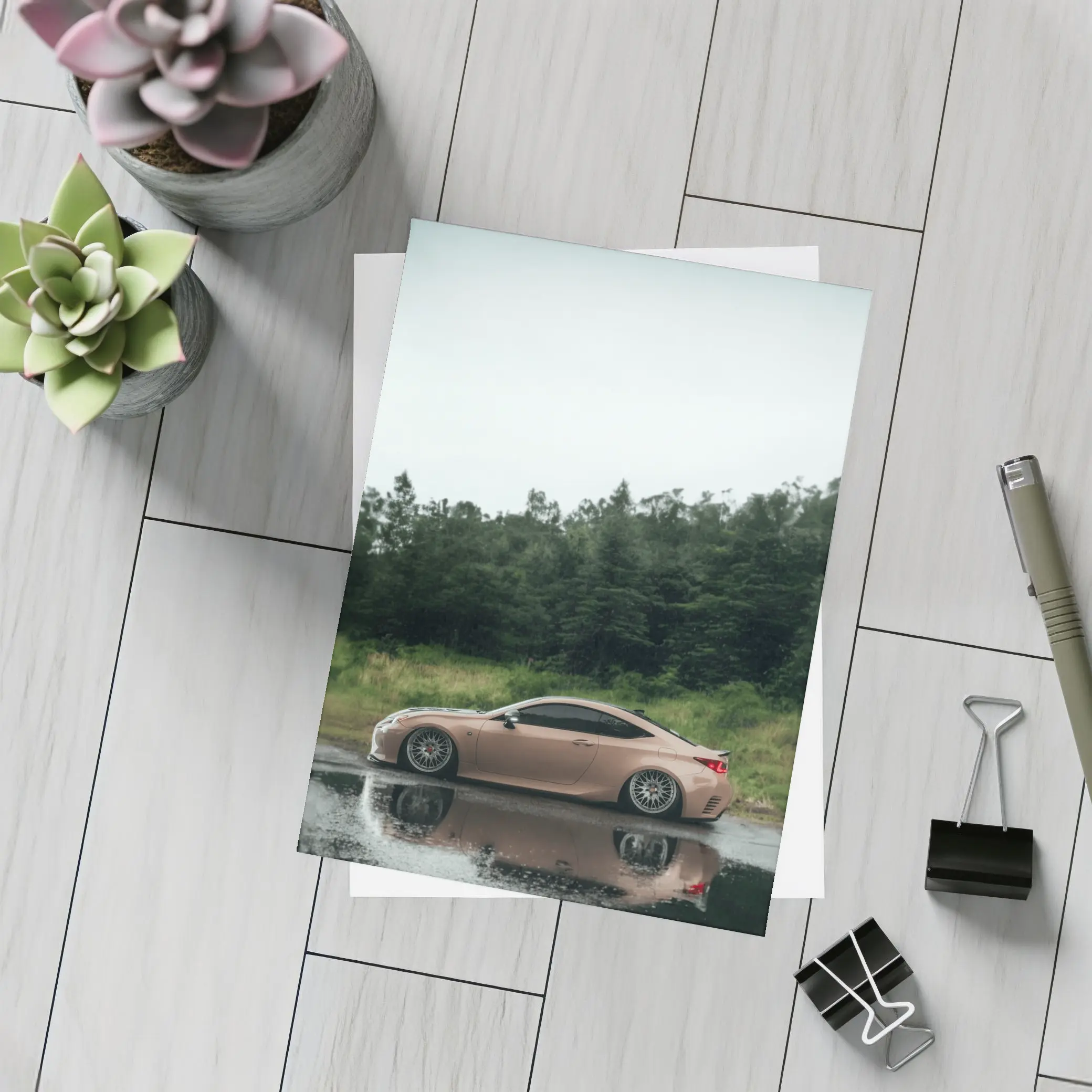 Lexus RC Coupe Rainy Forest Reflection – Postcards