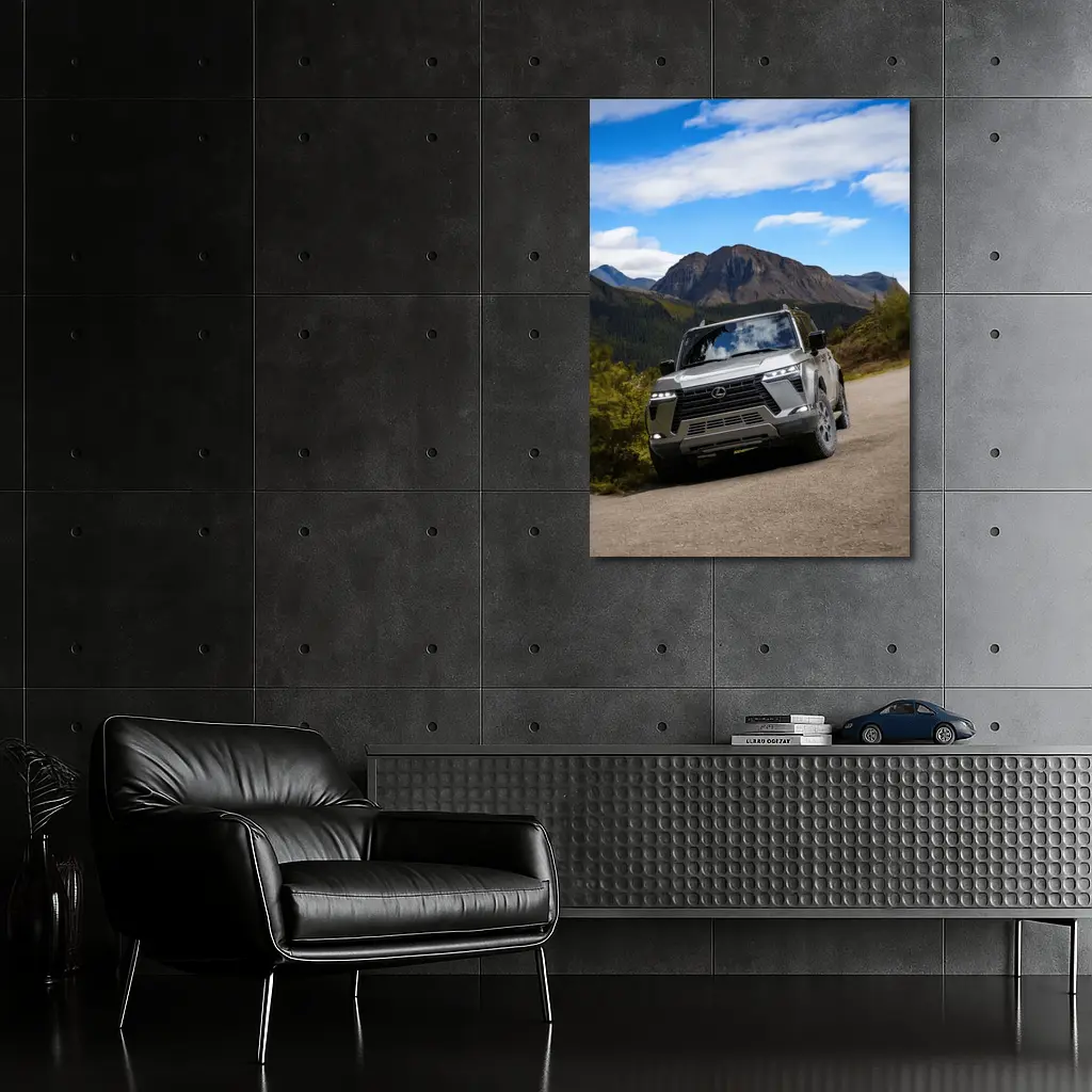 Lexus GX Mountain Road Gray SUV – Wall Art