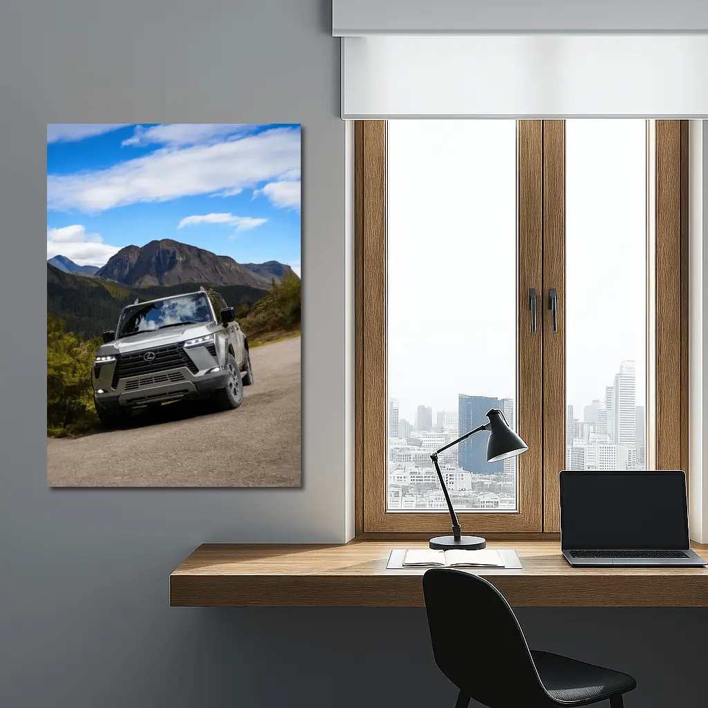 Lexus GX Mountain Road Gray SUV – Wall Art