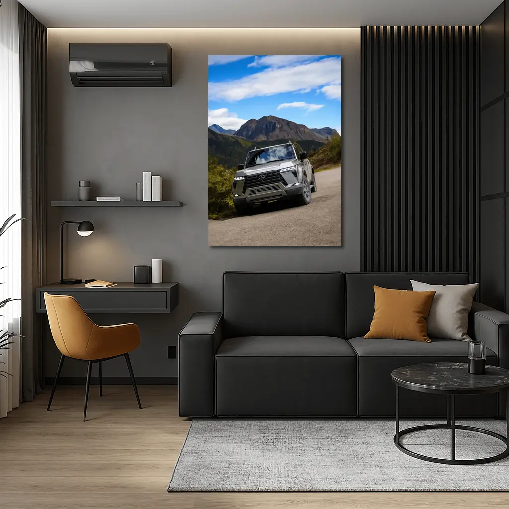 Lexus GX Mountain Road Gray SUV – Wall Art