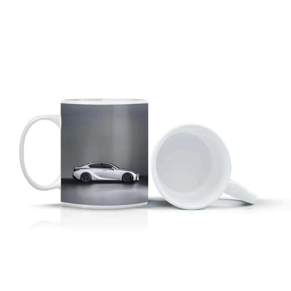 Lexus IS White Sedan Studio Gray Background – Mugs