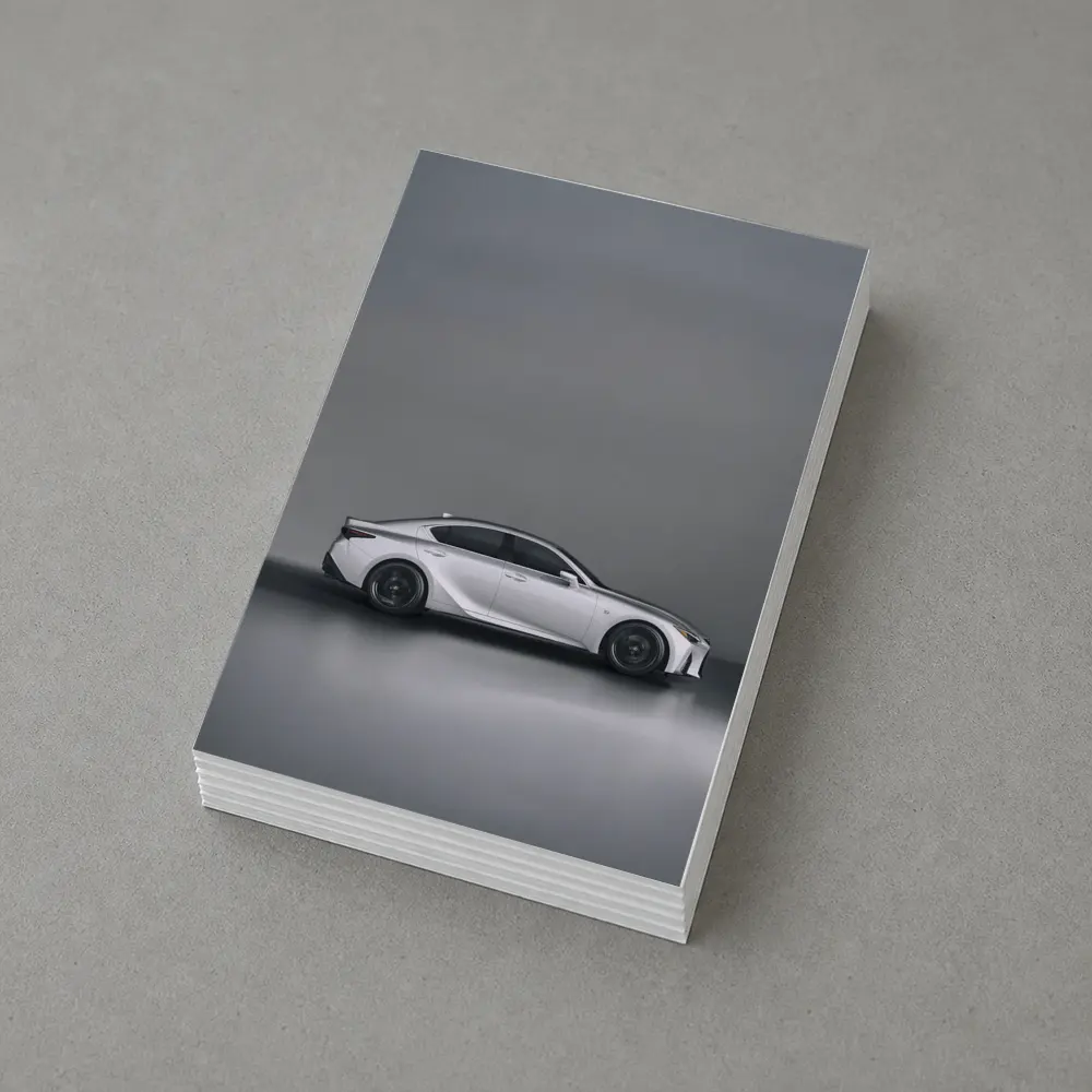 Lexus IS White Sedan Studio Gray Background – Postcards