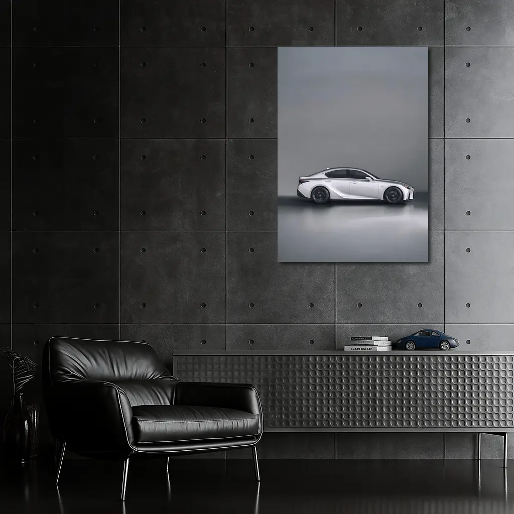 Lexus IS White Sedan Studio Gray Background – Wall Art