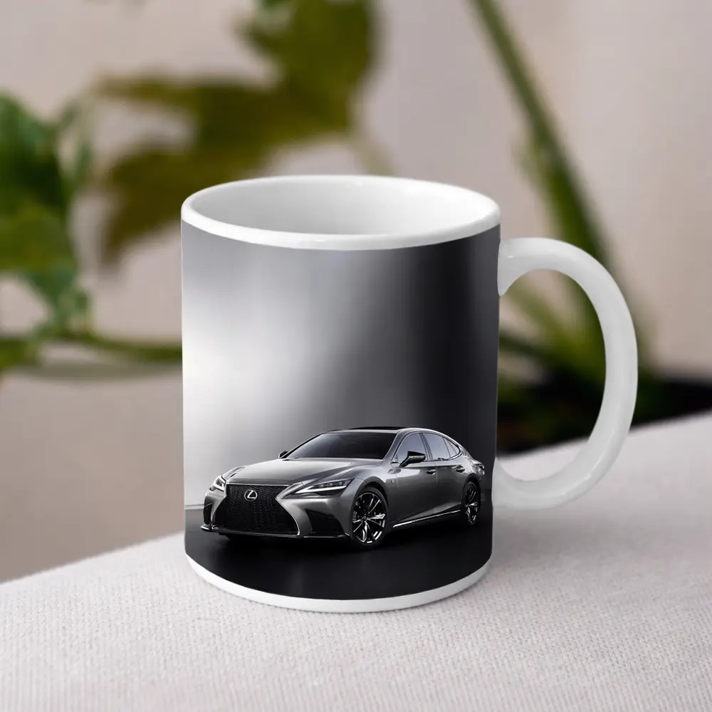 Lexus LS Silver Sedan Studio Dark Background – Mugs