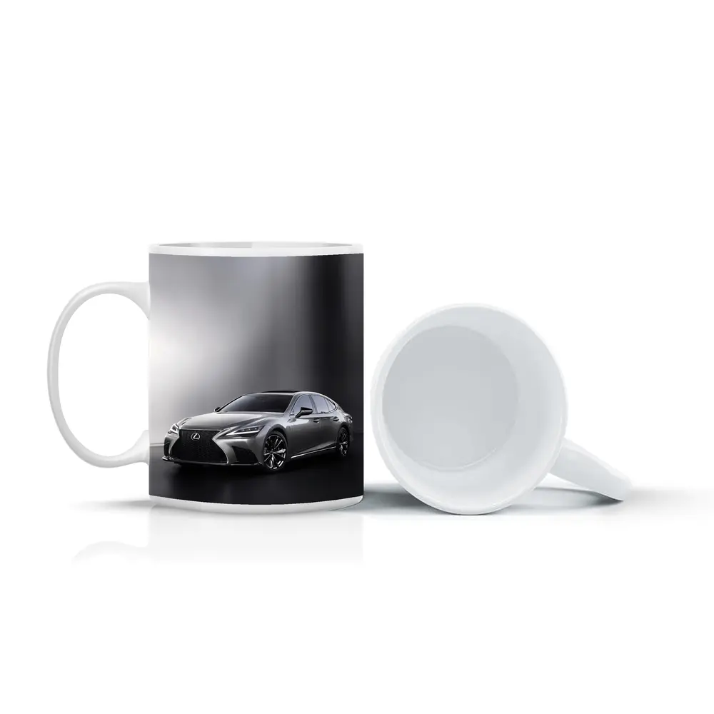 Lexus LS Silver Sedan Studio Dark Background – Mugs