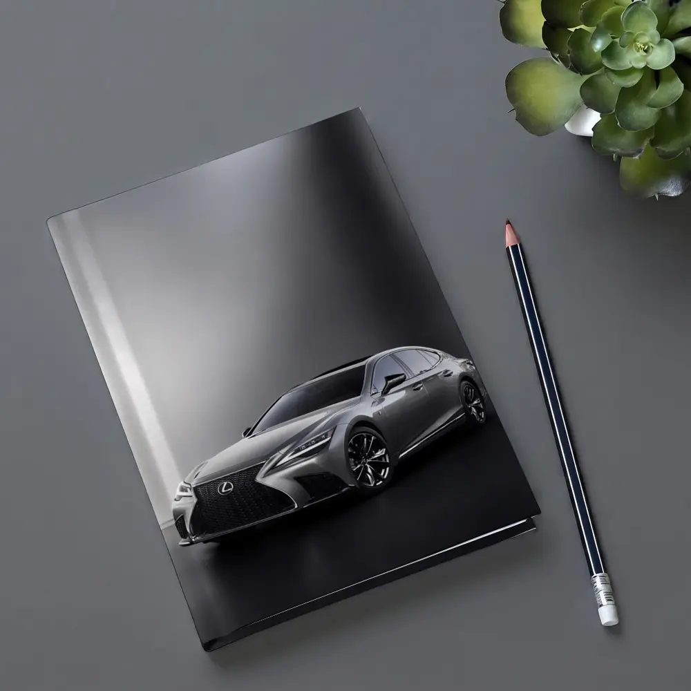 Lexus LS Silver Sedan Studio Dark Background – Notebooks