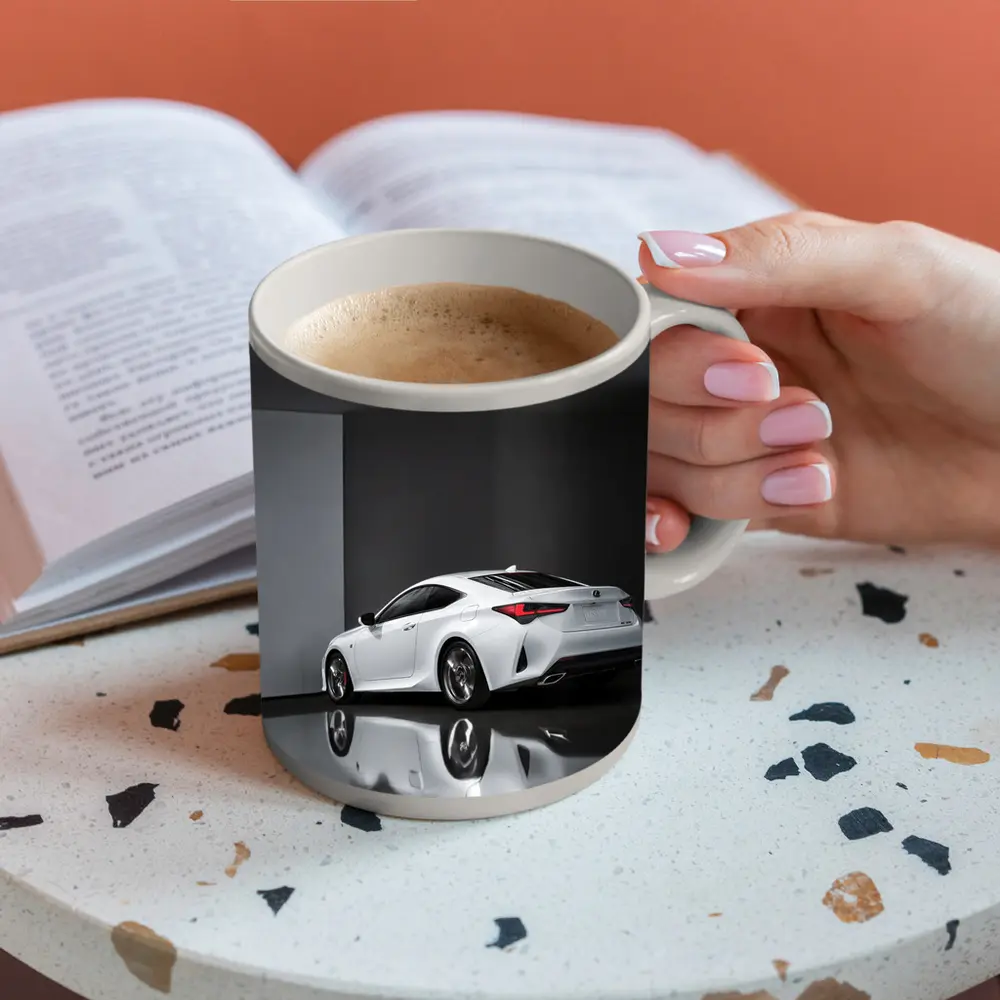 Lexus RC White Coupe Studio Setting – Mugs
