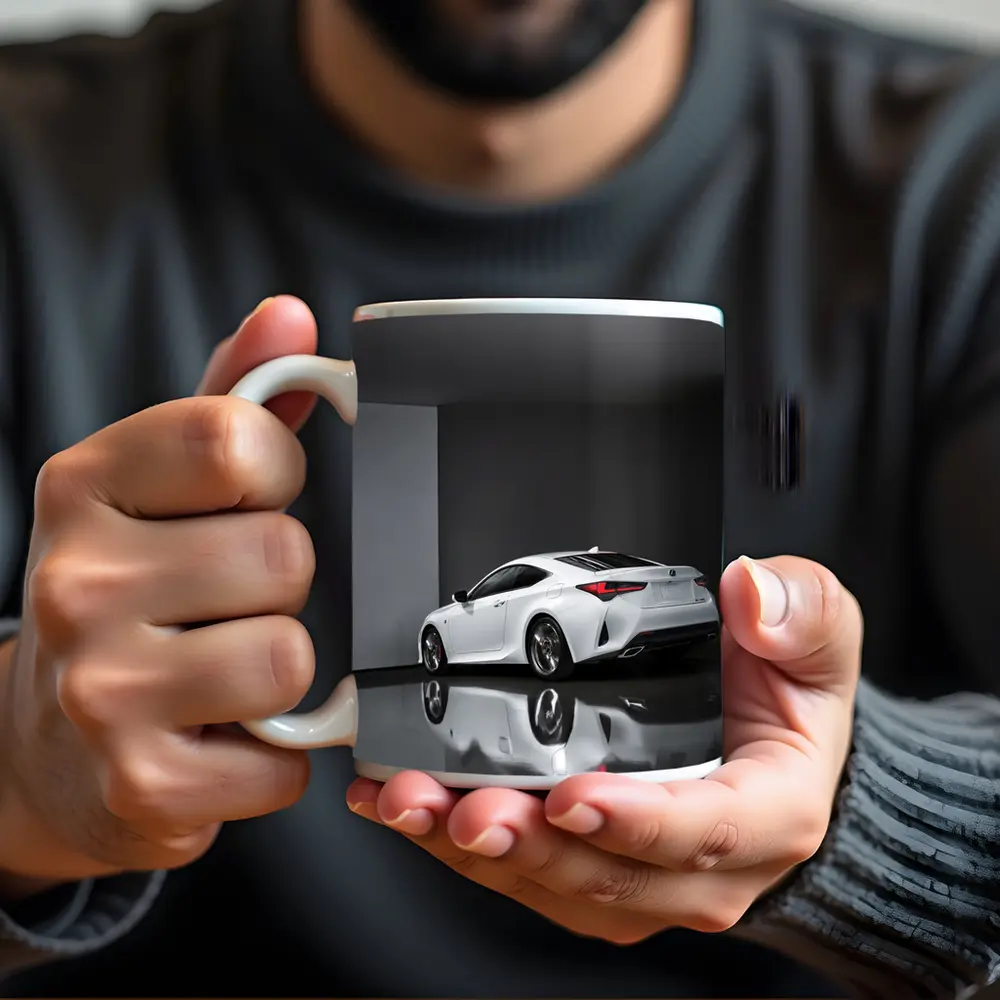 Lexus RC White Coupe Studio Setting – Mugs