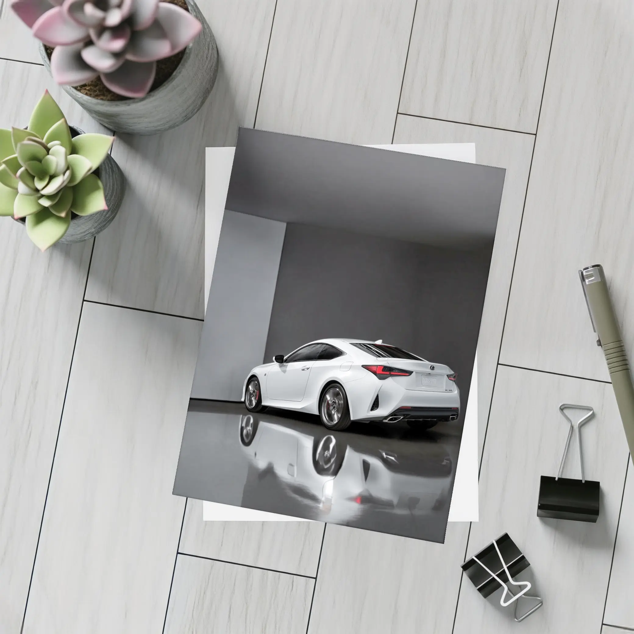 Lexus RC White Coupe Studio Setting – Postcards