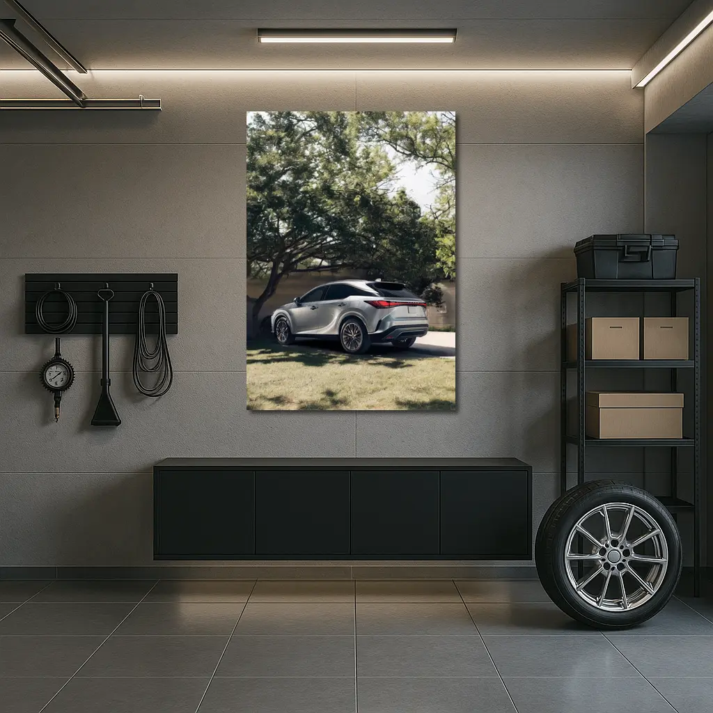 Lexus RX Silver SUV Parked Shaded Driveway – Wall Art