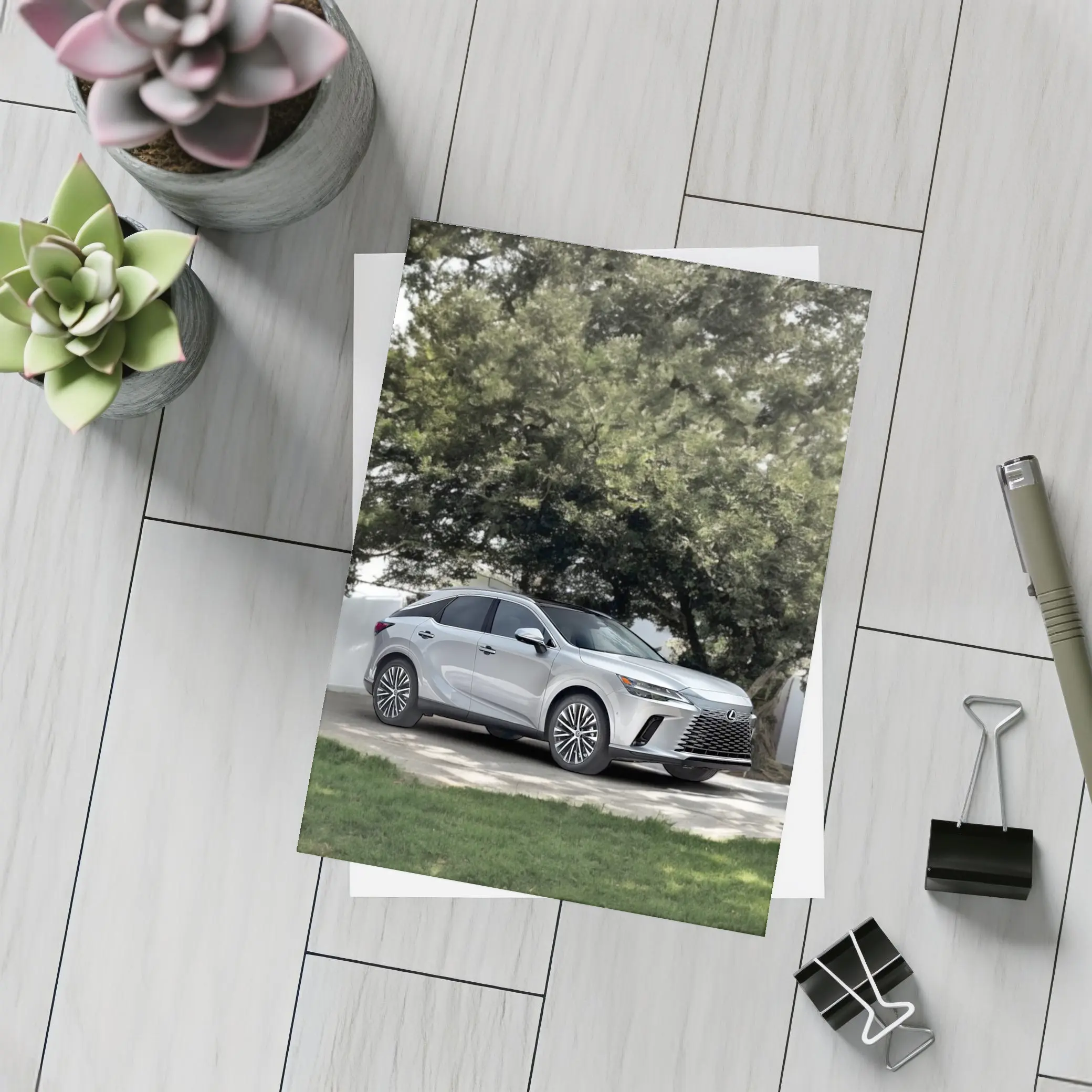 Lexus RX Silver SUV Parked Under Trees – Postcards