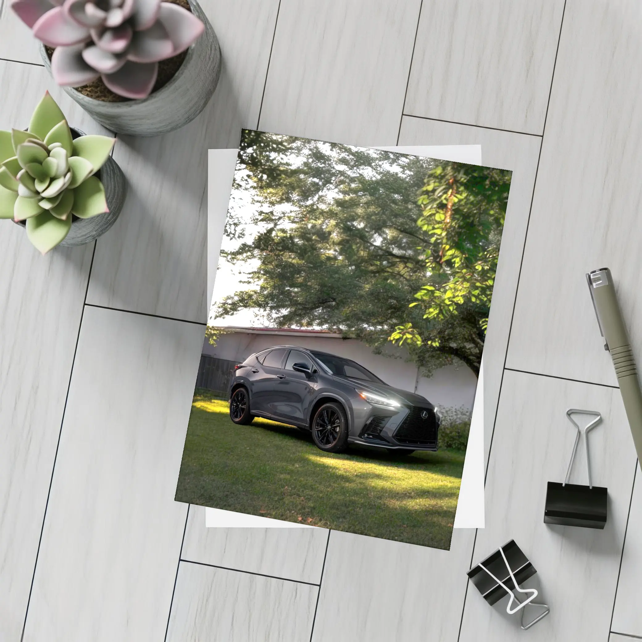 Lexus NX Dark Gray SUV Parked Outdoors – Postcards