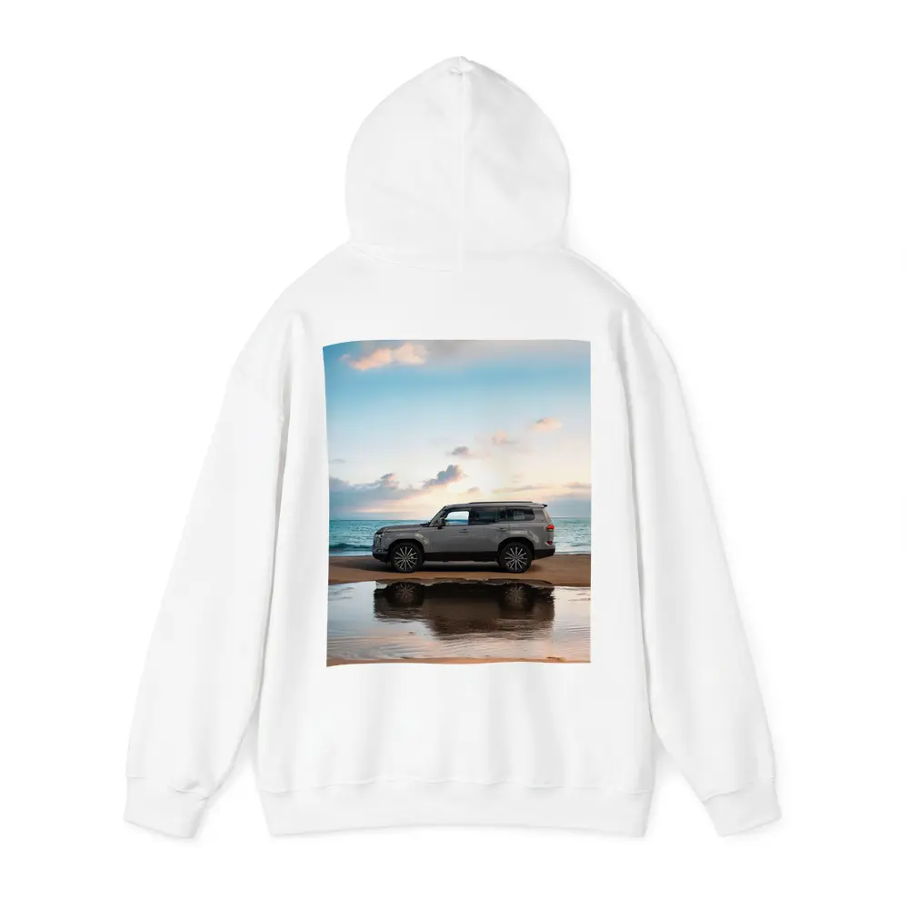 Lexus LX Silver SUV Parked Beach Sunset – Hoodies