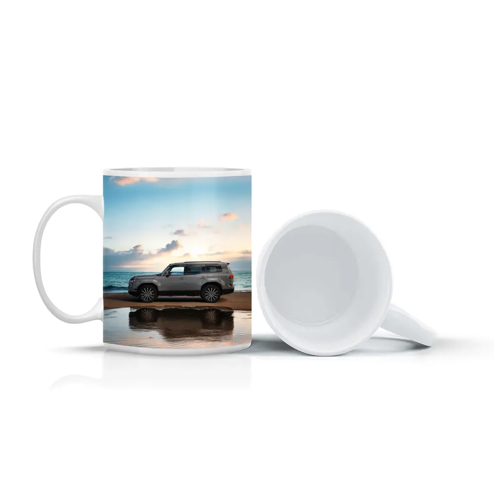Lexus LX Silver SUV Parked Beach Sunset – Mugs