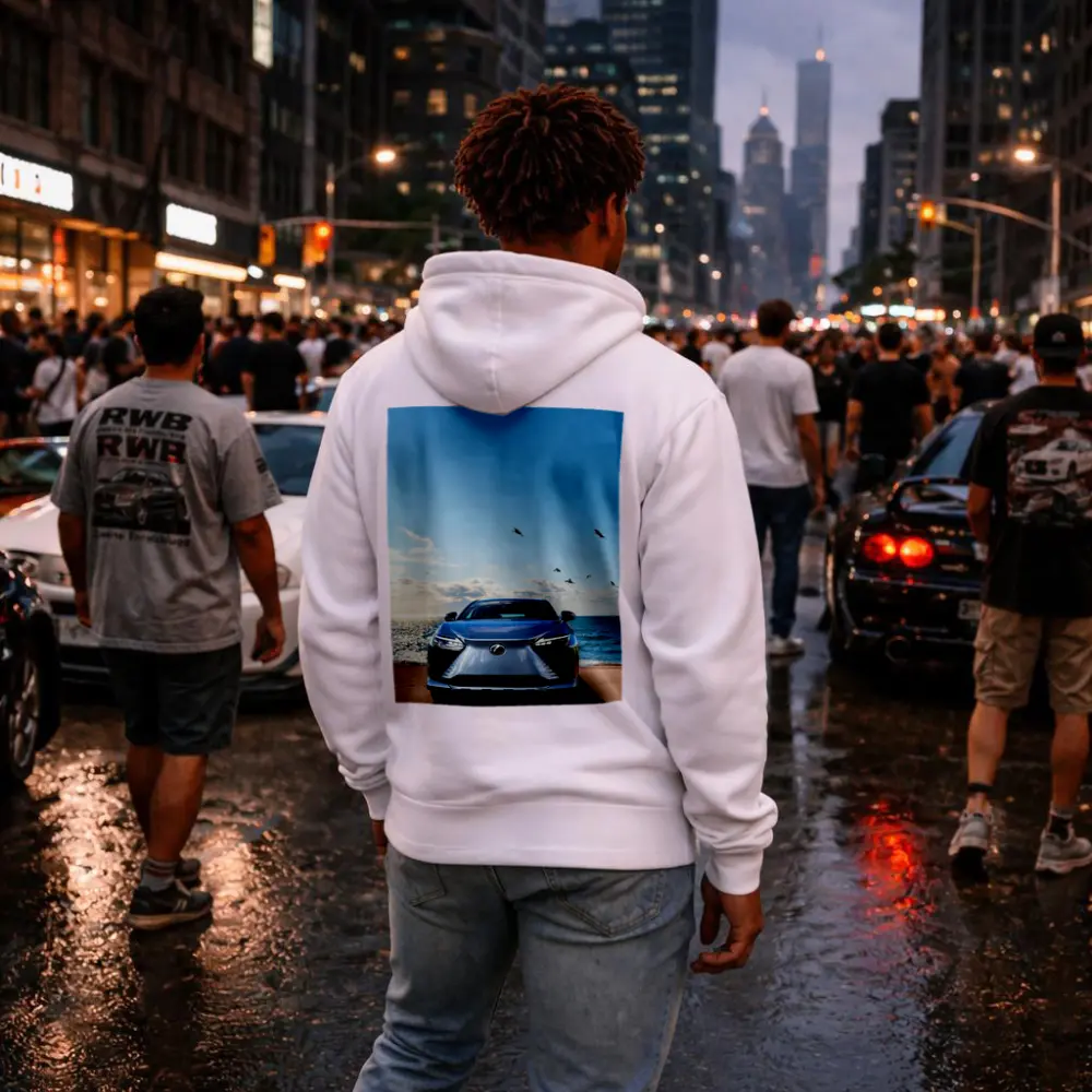 Lexus RZ Front View Ocean Background – Hoodies