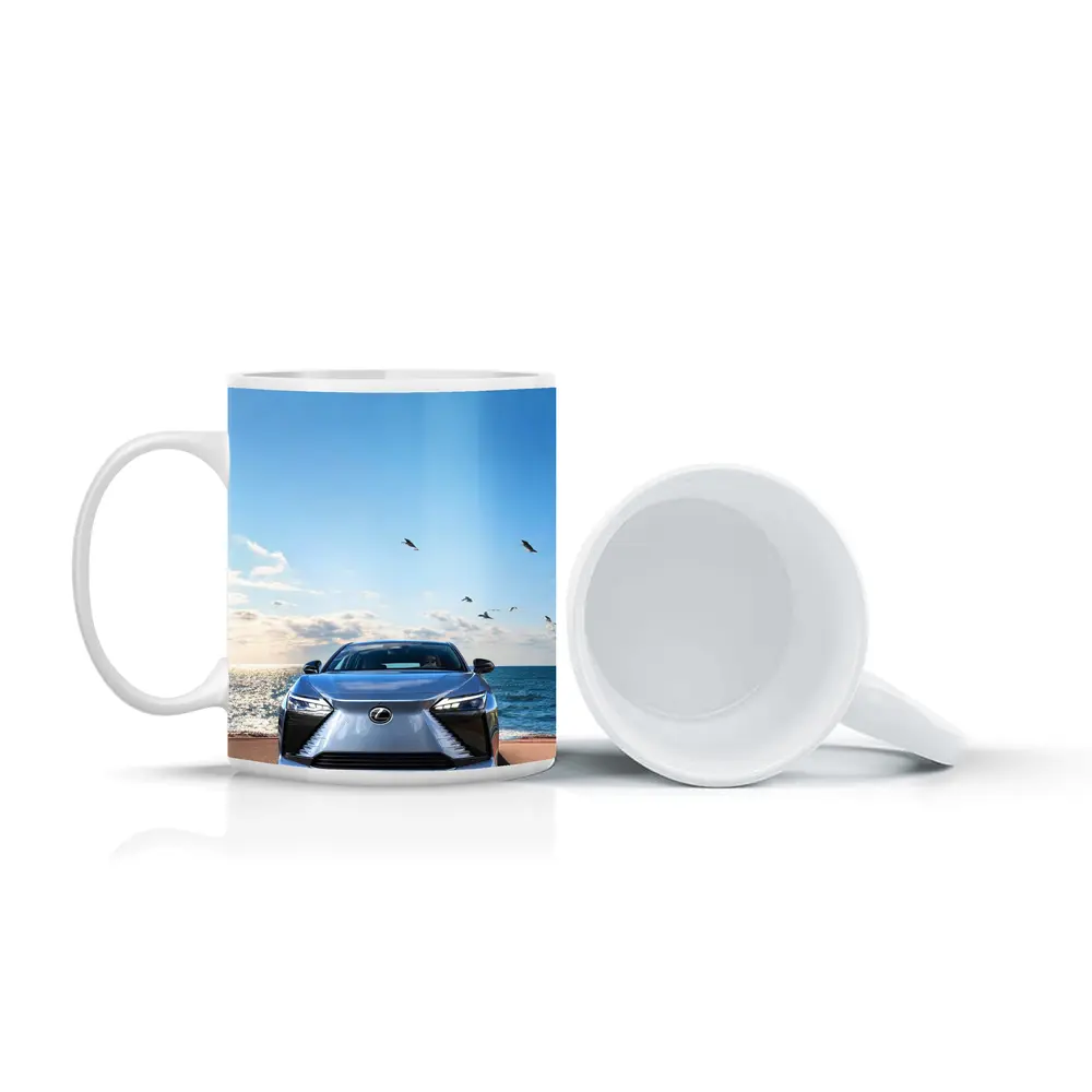 Lexus RZ Front View Ocean Background – Mugs