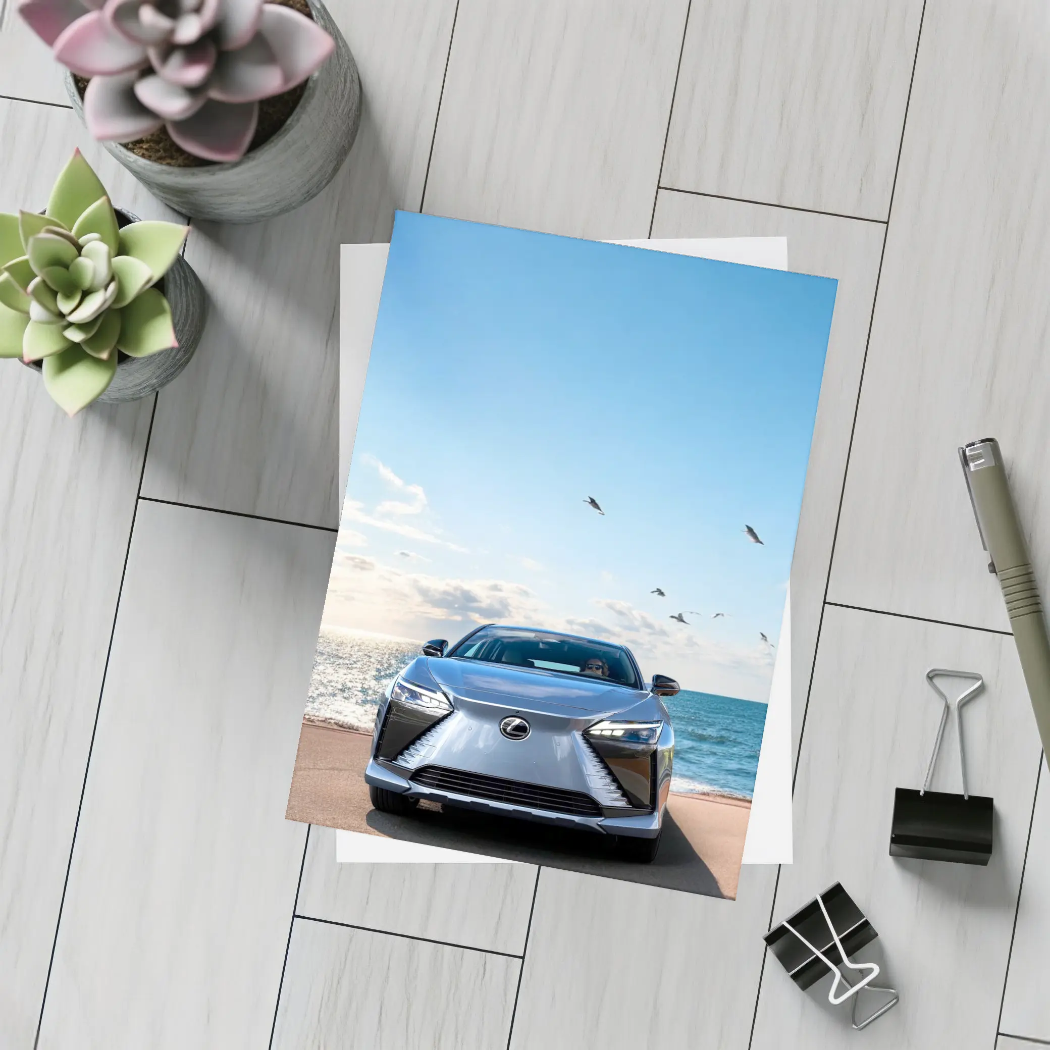 Lexus RZ Front View Ocean Background – Postcards