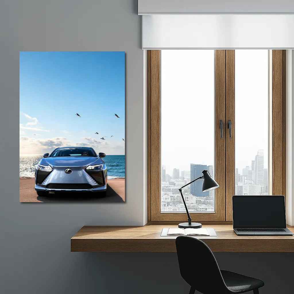 Lexus RZ Front View Ocean Background – Wall Art