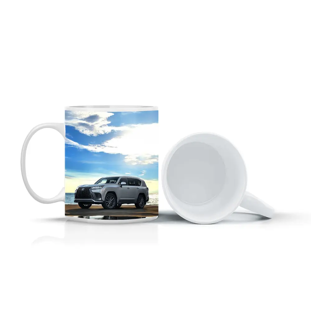 Lexus LX Silver SUV Parked Beach Shore – Mugs