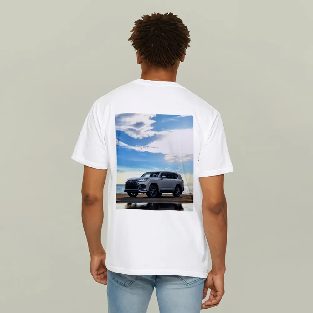 Lexus LX Silver SUV Parked Beach Shore – T-Shirts