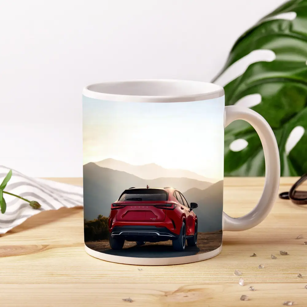 Red Lexus NX SUV Mountain Sunset View – Mugs