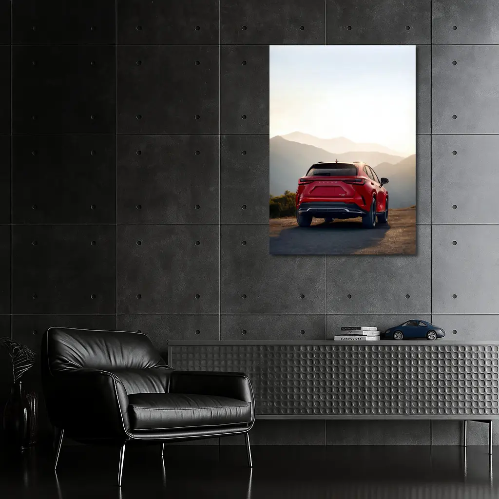 Red Lexus NX SUV Mountain Sunset View – Wall Art