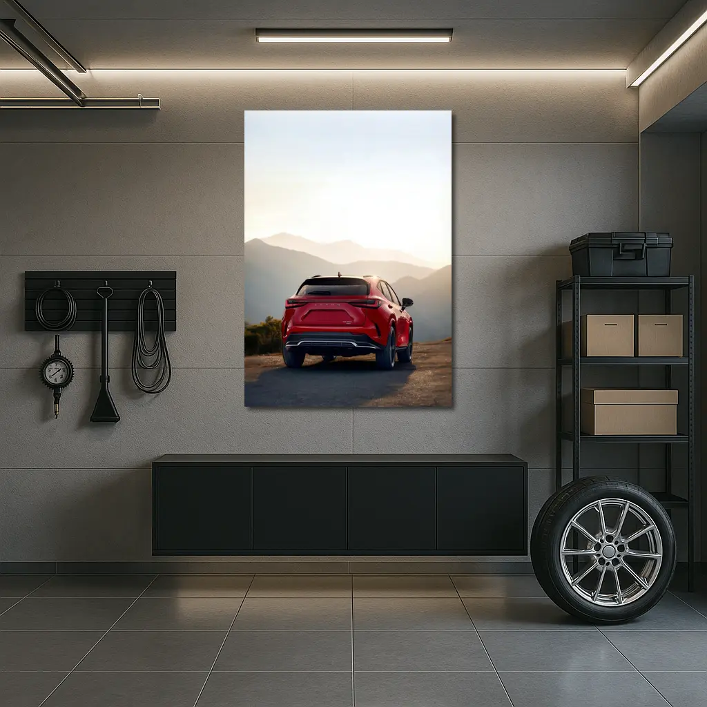 Red Lexus NX SUV Mountain Sunset View – Wall Art