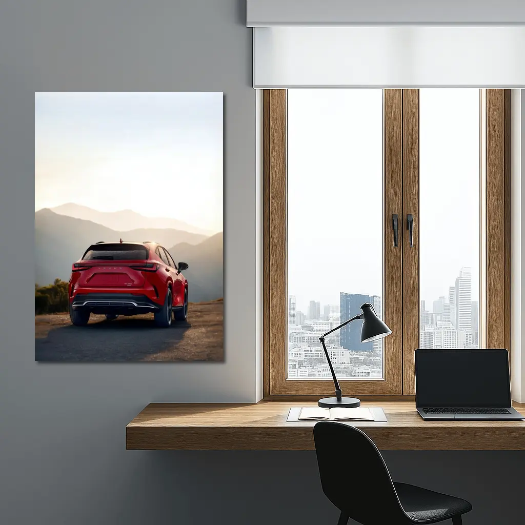 Red Lexus NX SUV Mountain Sunset View – Wall Art