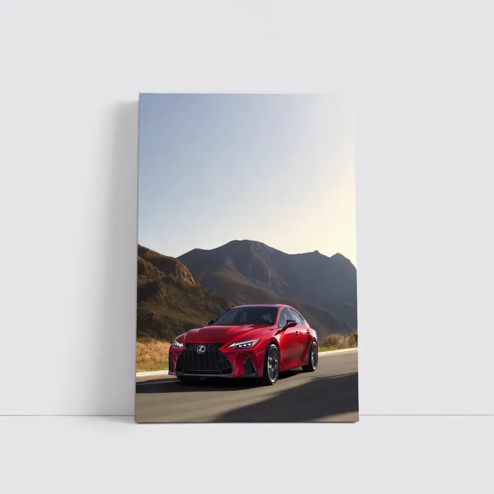 Lexus IS Red Sedan Mountain Road Drive – Wall Art