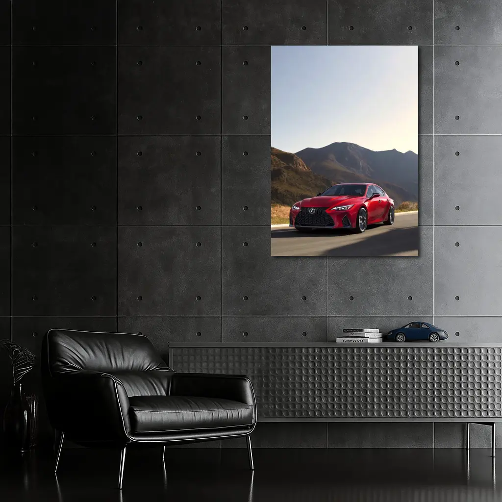 Lexus IS Red Sedan Mountain Road Drive – Wall Art