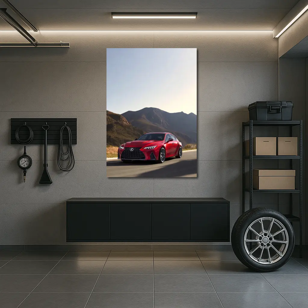 Lexus IS Red Sedan Mountain Road Drive – Wall Art