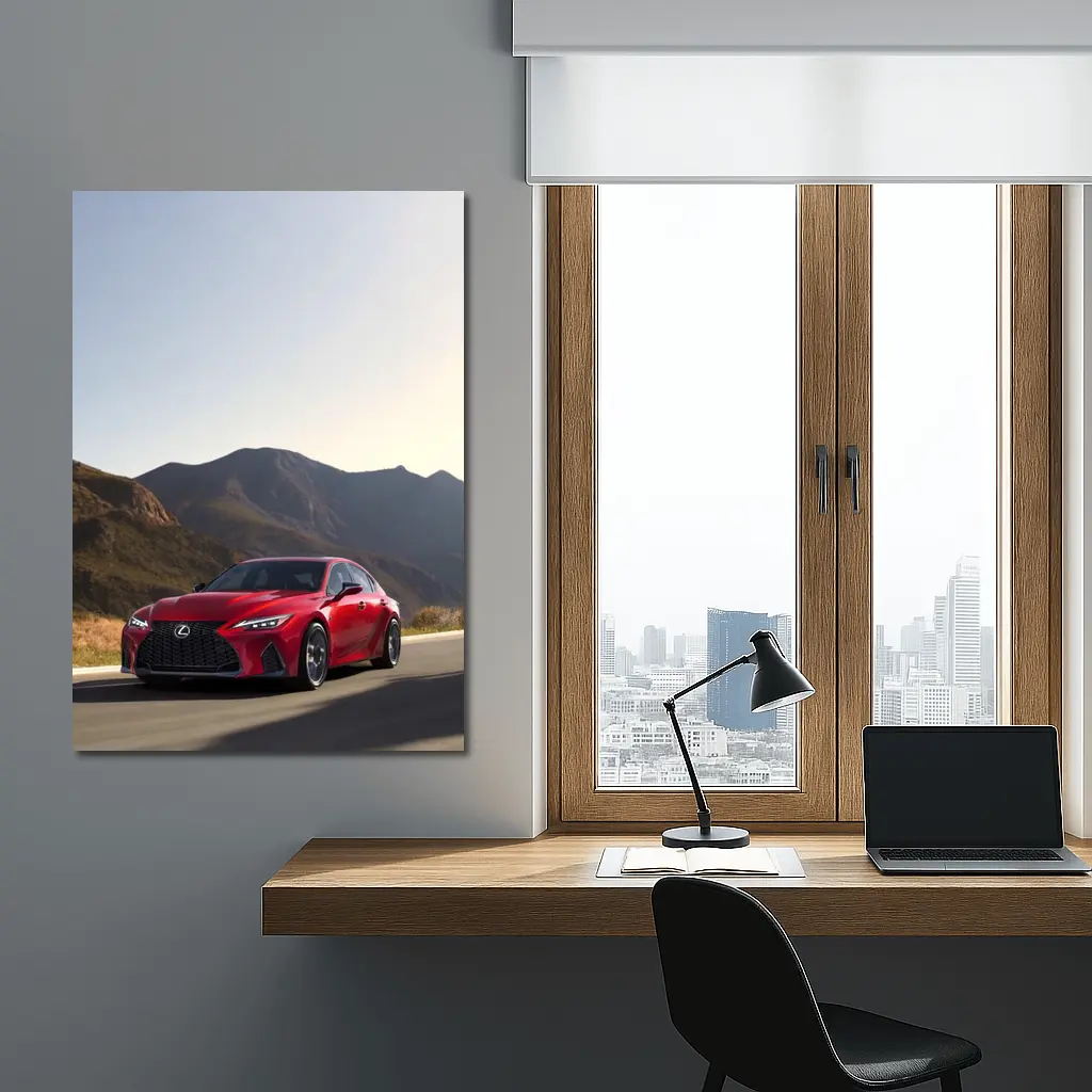 Lexus IS Red Sedan Mountain Road Drive – Wall Art