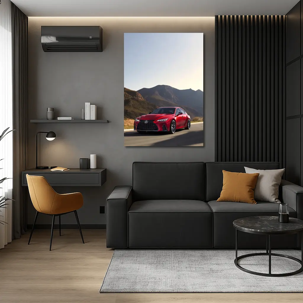 Lexus IS Red Sedan Mountain Road Drive – Wall Art