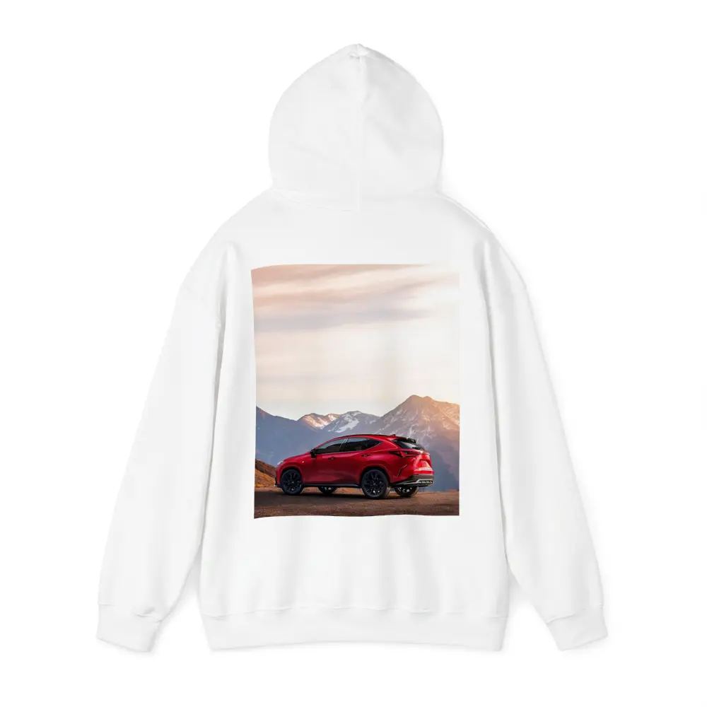 Lexus NX Red SUV Mountain Sunset Background – Hoodies