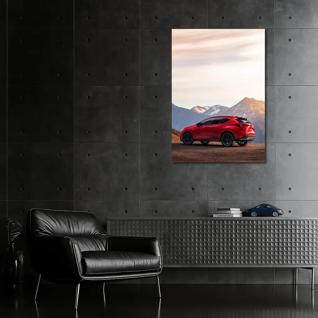 Lexus NX Red SUV Mountain Sunset Background – Wall Art