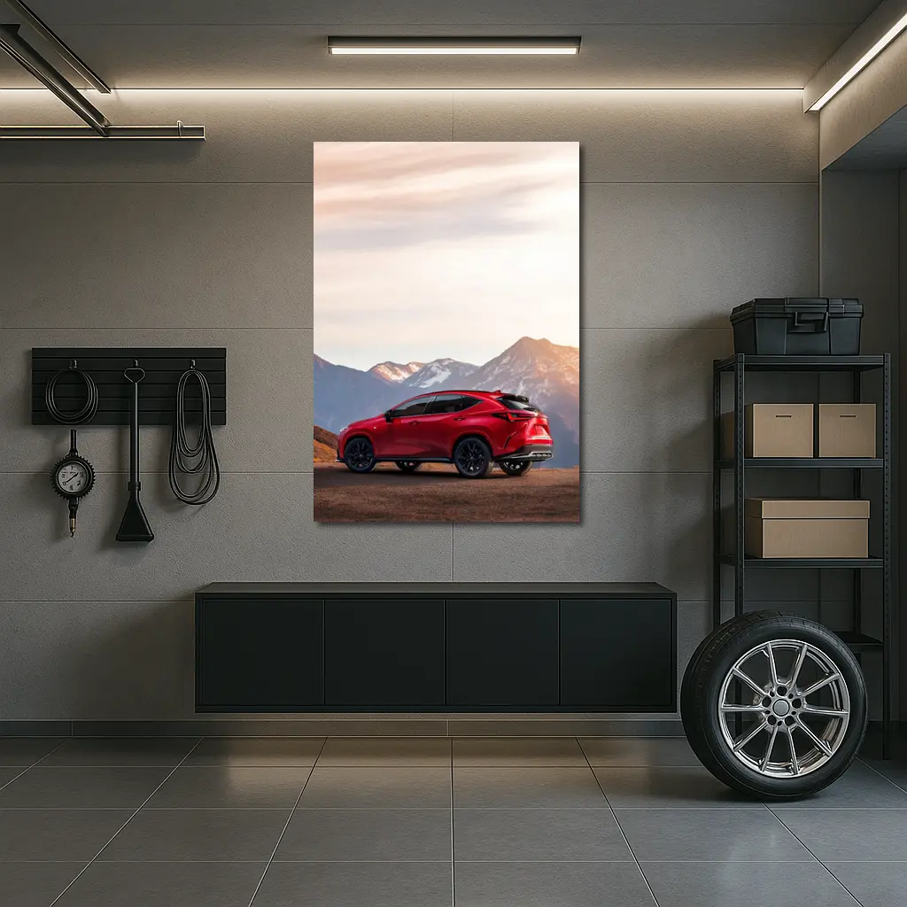 Lexus NX Red SUV Mountain Sunset Background – Wall Art