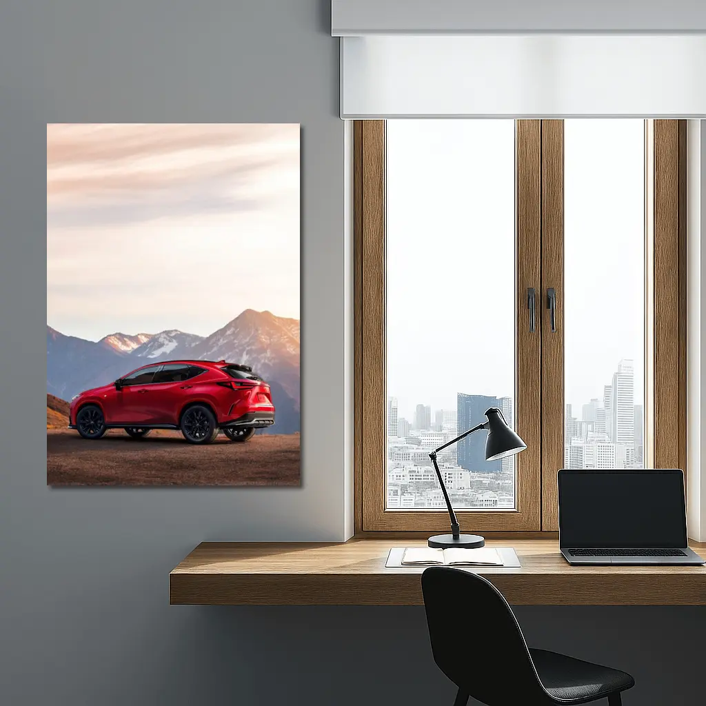 Lexus NX Red SUV Mountain Sunset Background – Wall Art