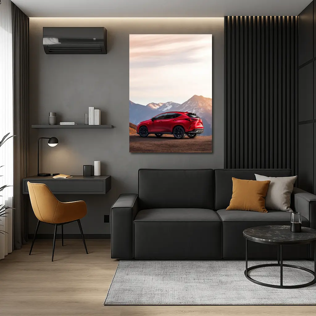Lexus NX Red SUV Mountain Sunset Background – Wall Art