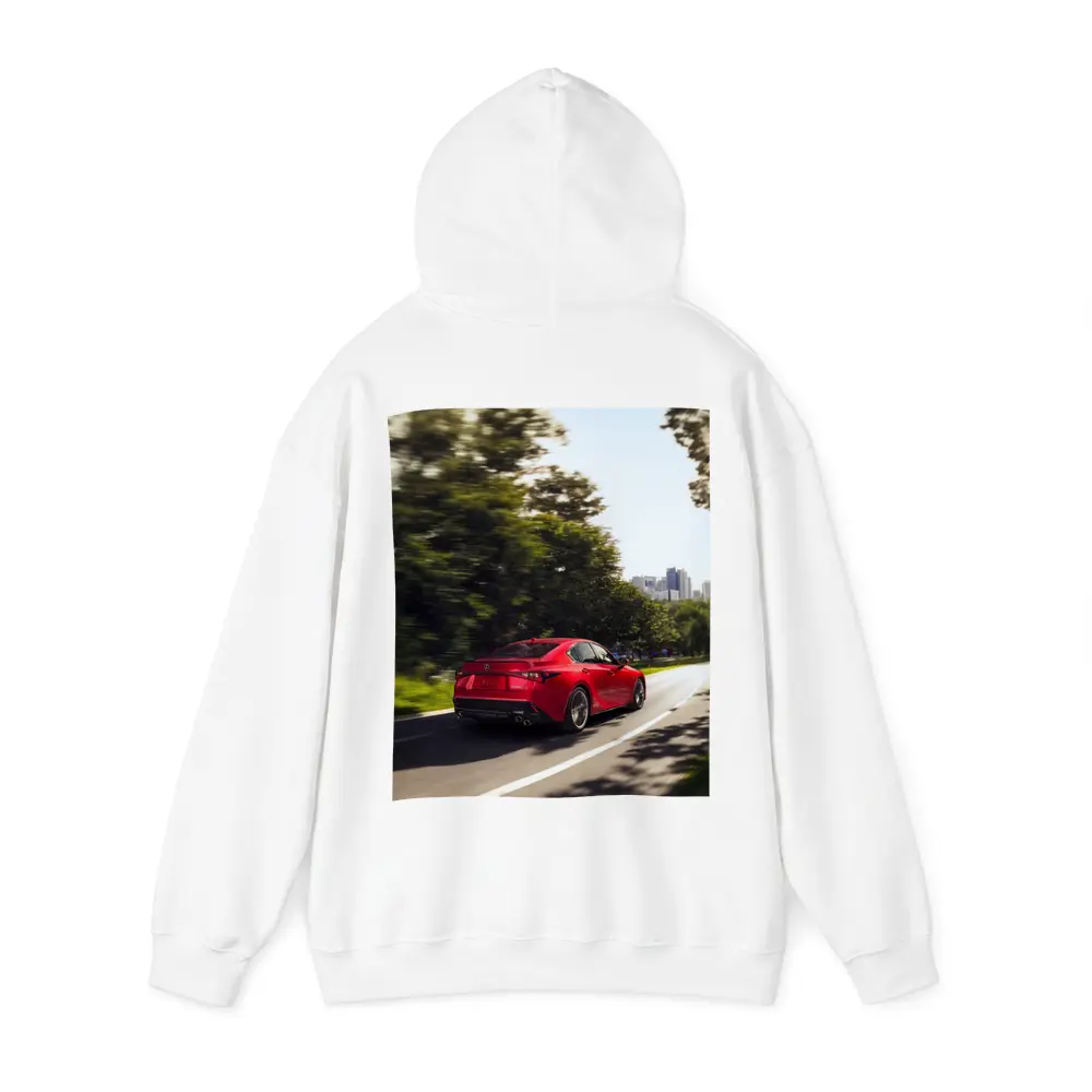 Lexus IS Red Sedan On City Road – Hoodies