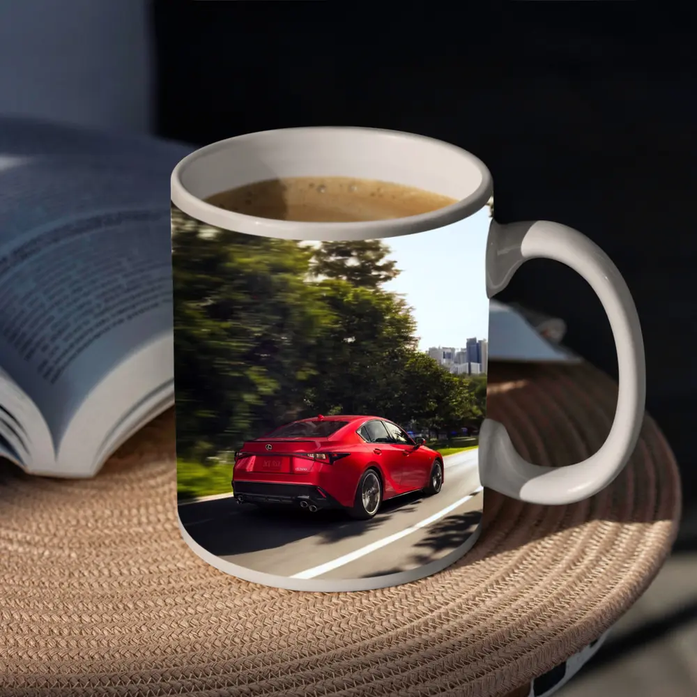 Lexus IS Red Sedan On City Road – Mugs