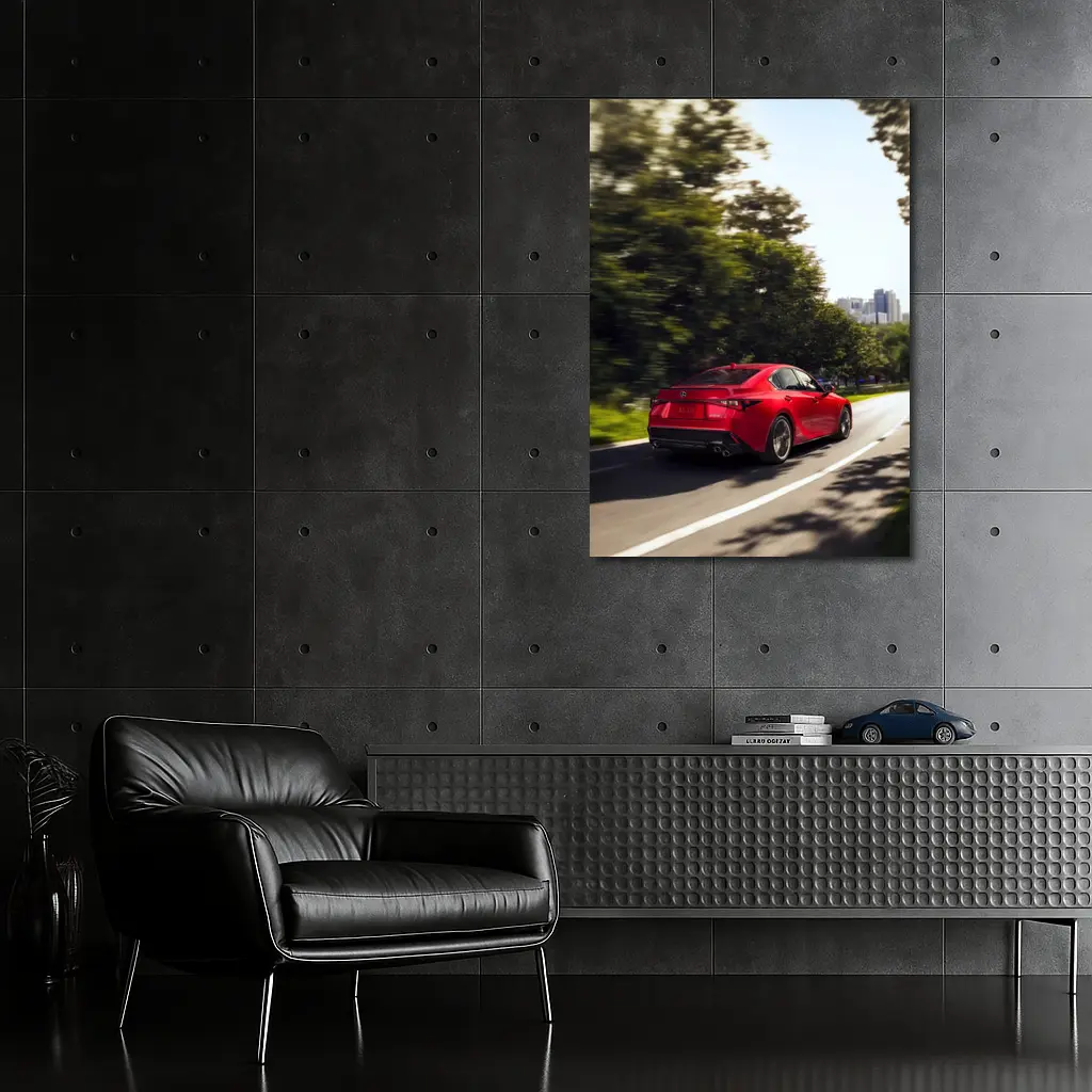Lexus IS Red Sedan On City Road – Wall Art