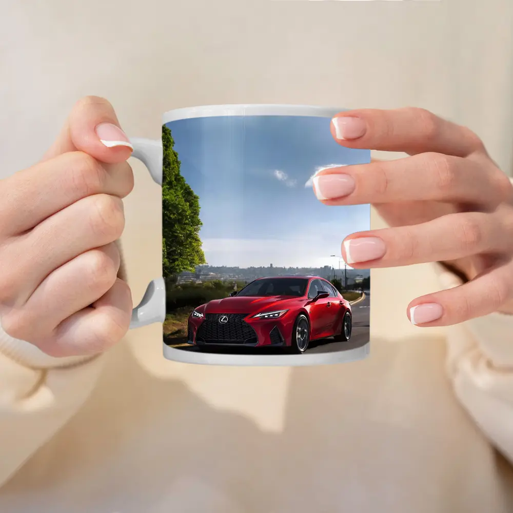 Red Lexus IS Sport Sedan On Road – Mugs