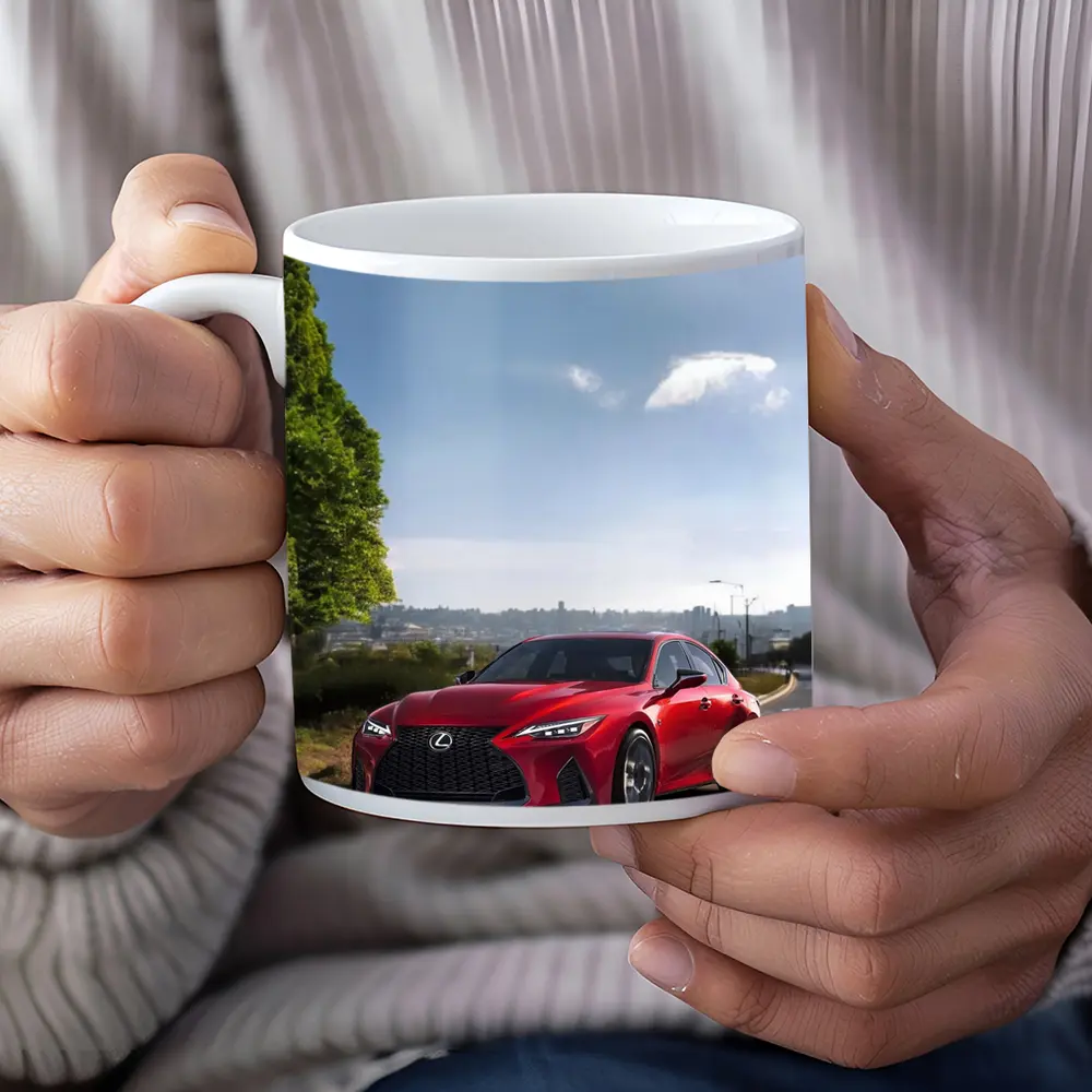 Red Lexus IS Sport Sedan On Road – Mugs
