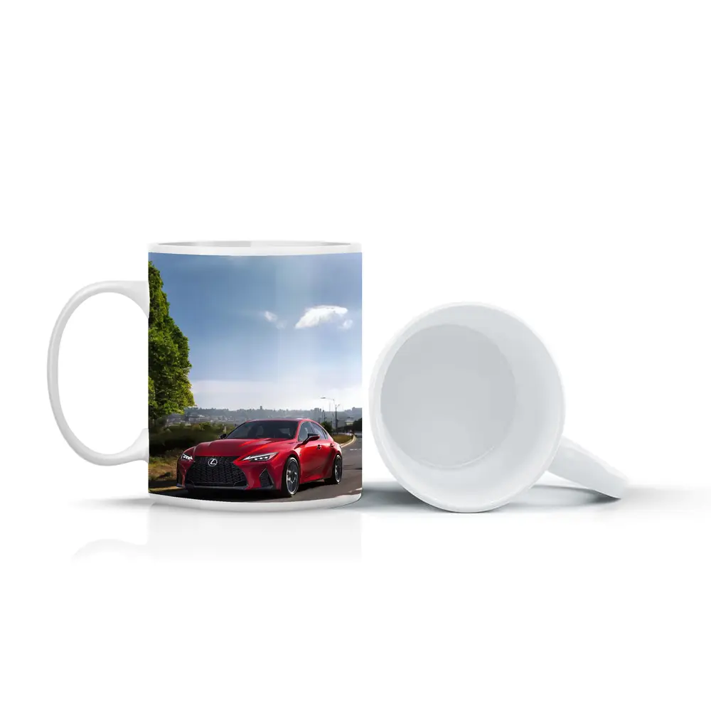 Red Lexus IS Sport Sedan On Road – Mugs