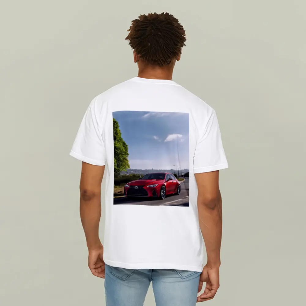 Red Lexus IS Sport Sedan On Road – T-Shirts