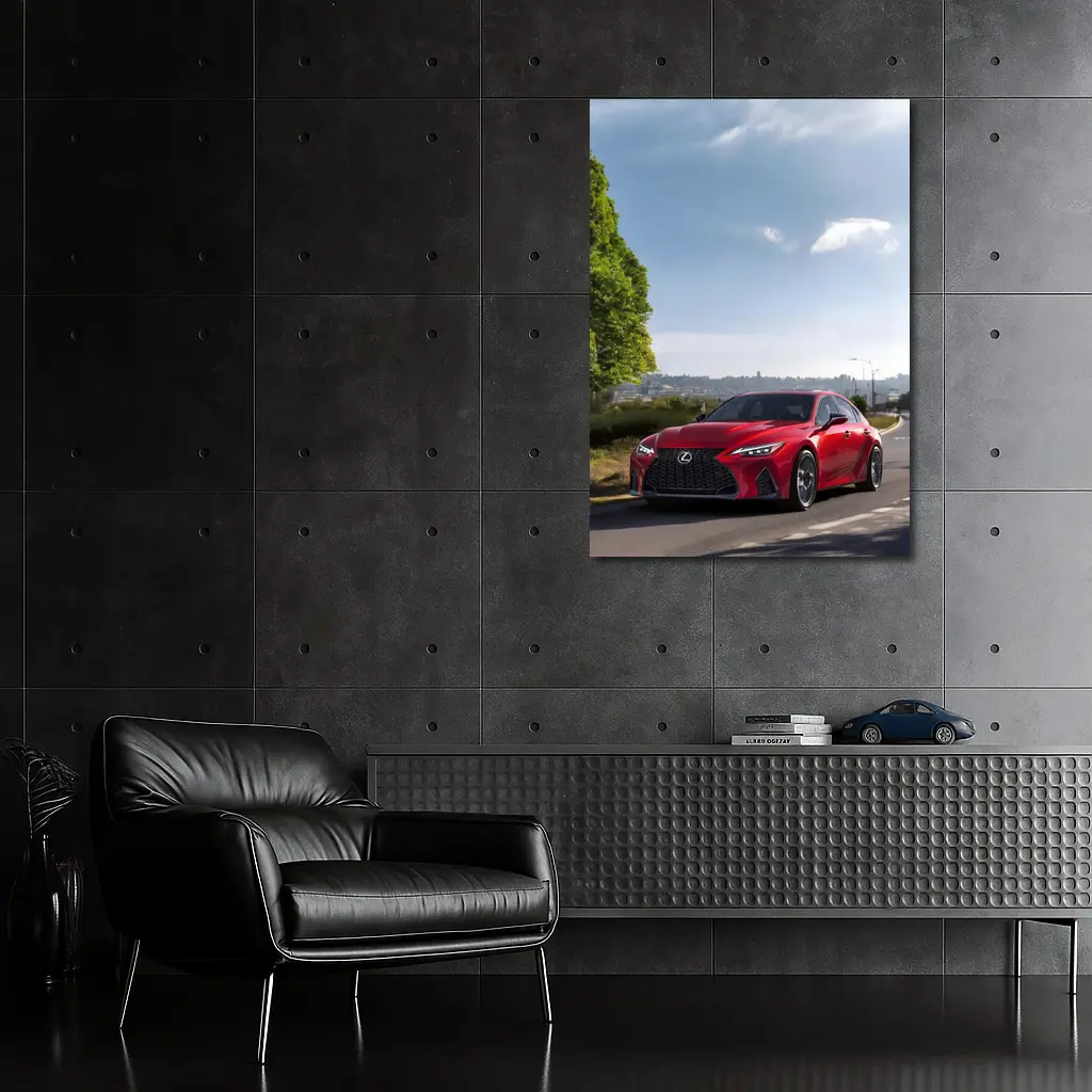 Red Lexus IS Sport Sedan On Road – Wall Art