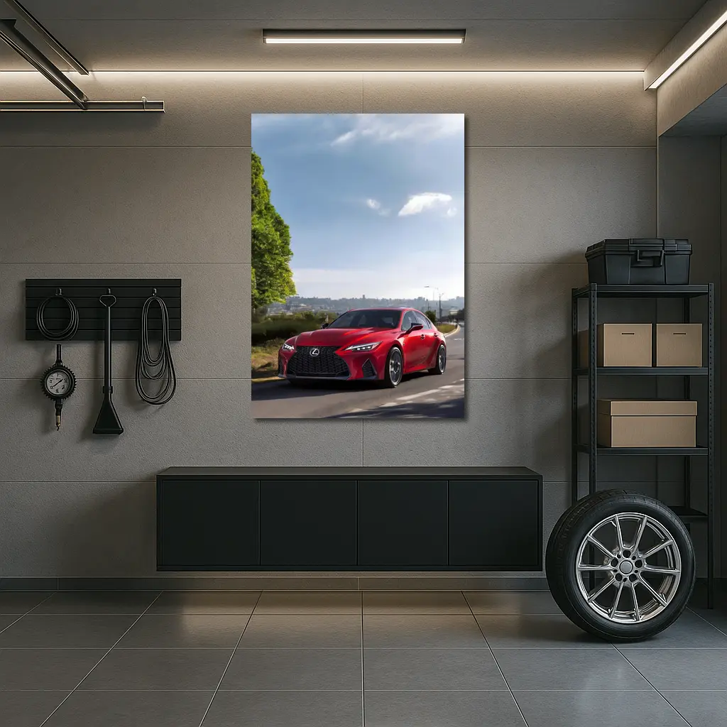 Red Lexus IS Sport Sedan On Road – Wall Art